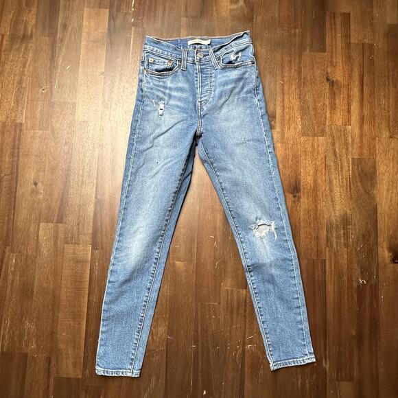 Levi's Wedgie Skinny Jeans Womens 25 High Rise Distressed Button Fly 52305-0024 - Picture 1 of 16